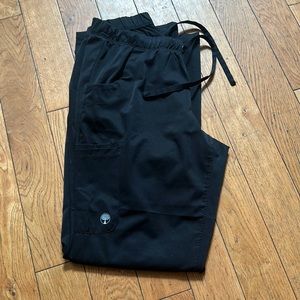 Women’s Scrub Bottoms Only, Black, Healing Hands, Size Small.